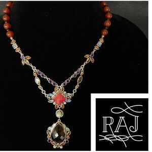 🦋NICKY BUTLER RAJ LIMITED EDITION Carnelian Smokey Topaz Necklace VINTAGE NB